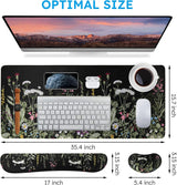 Floral Writing Pad 35.4"X15.7", Desk Protector for Workspace