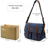 Men'S Canvas Cow Leather DSLR SLR Vintage Camera Shoulder Messenger Bag Blue