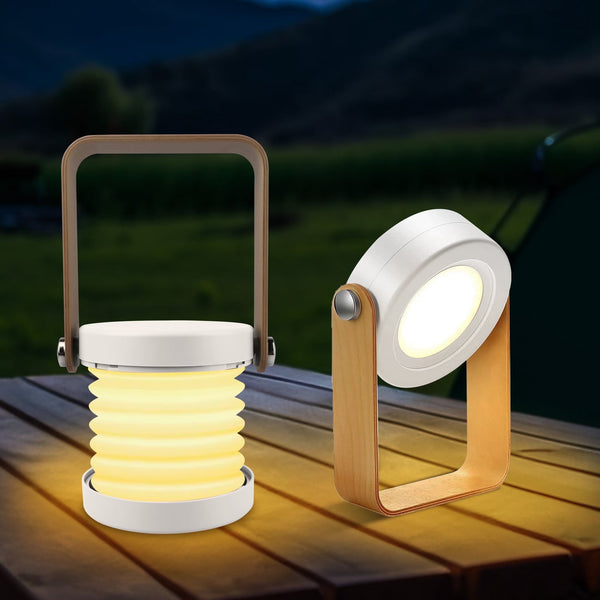 Rechargeable LED Reading Light, Portable Folding Lantern Lamp, Dimmable Touch Night Light for Camping