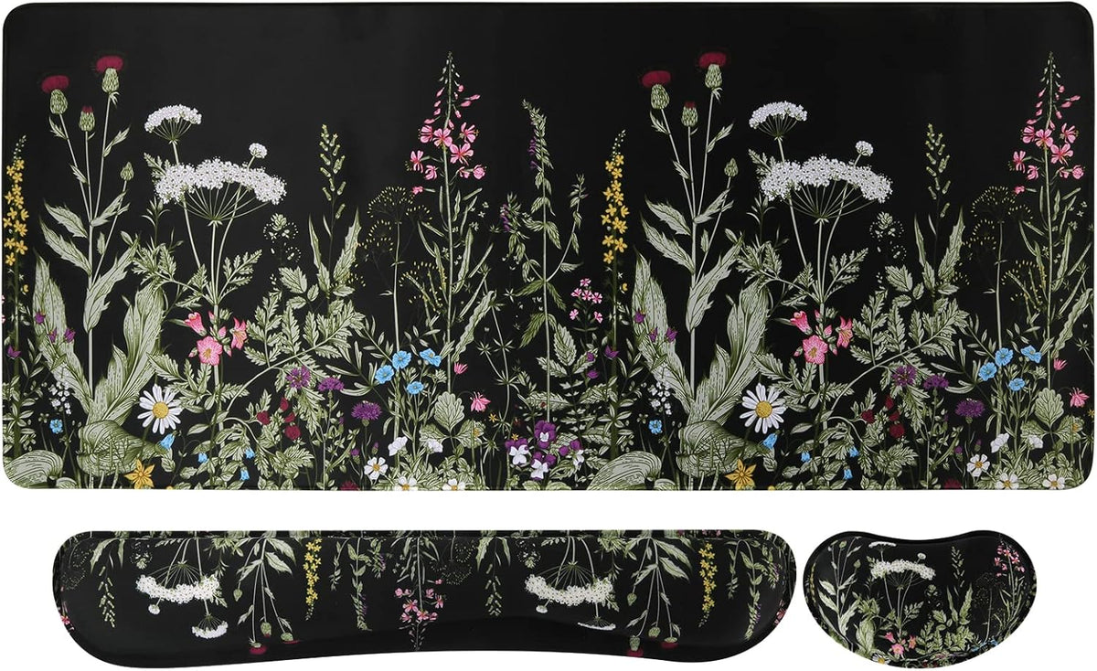 Floral Writing Pad 35.4"X15.7", Desk Protector for Workspace