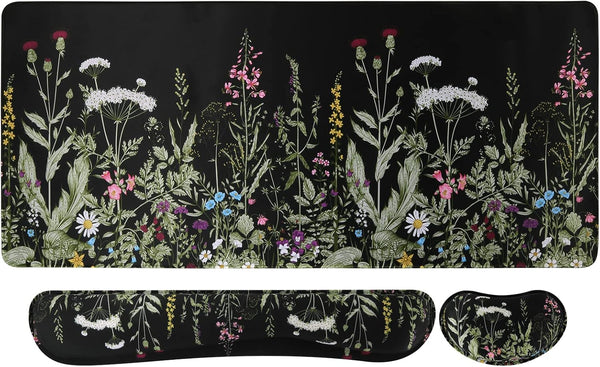 Floral Writing Pad 35.4"X15.7", Desk Protector for Workspace